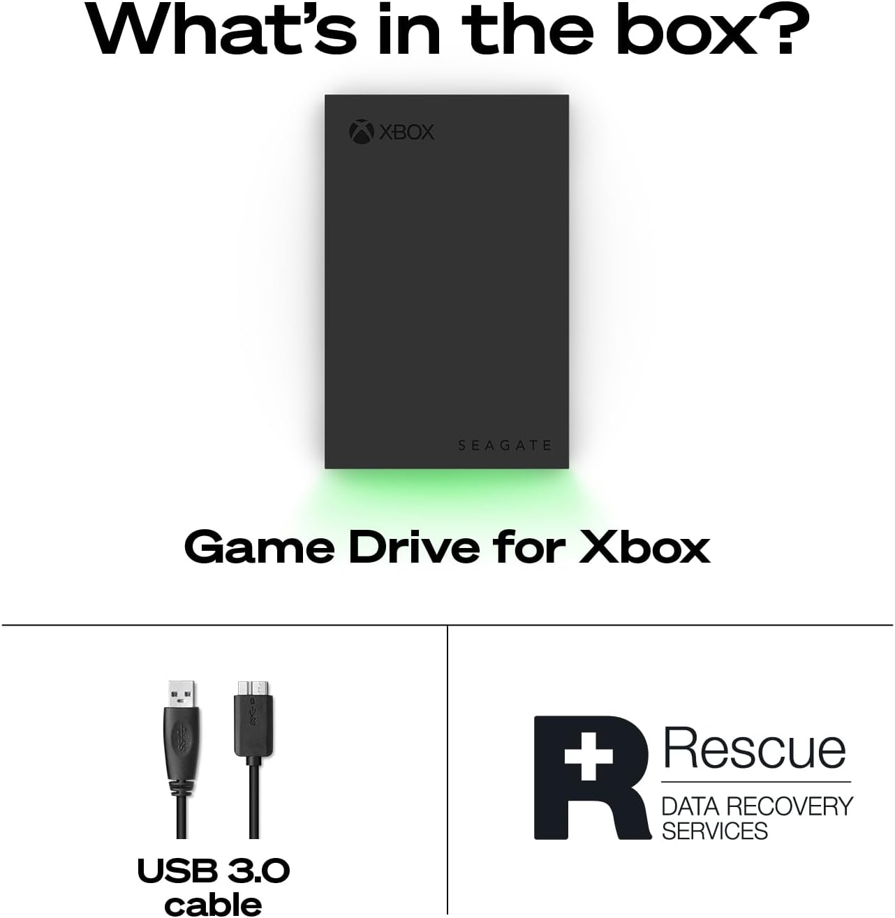 Seagate Game Drive for Xbox 5 TB External Hard Drive Portable HDD - USB 3.2 Gen 1, Black with Built-in Green LED bar, Xbox Certified, 3 Year Rescue Services(STKX5000403)