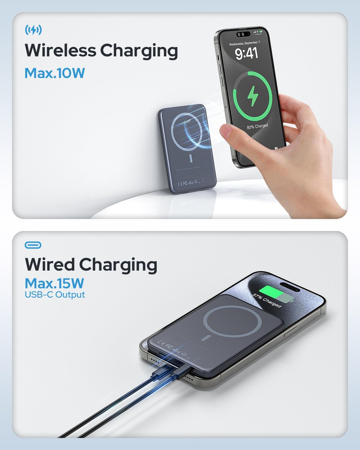 for Magsafe Portable Charger,5000mAh Slim Wireless Magnetic Power Bank with USB C Charging,Travel Essential for Magsafe Battery Pack Compatible with iPhone 17/16/15/14/13/12 Series,Graphite Gray