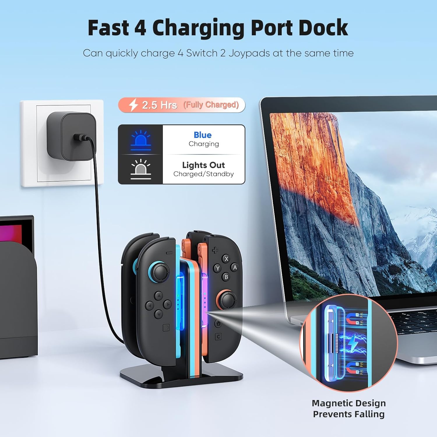 Switch 2 Accessories, Bundle Case for Nintendo Switch 2 (2025), MENEEA 20-IN-1 Kits: Carrying Case, Controller Charger Dock, Grips for Joy Con,Steering Wheels for Mario Kart