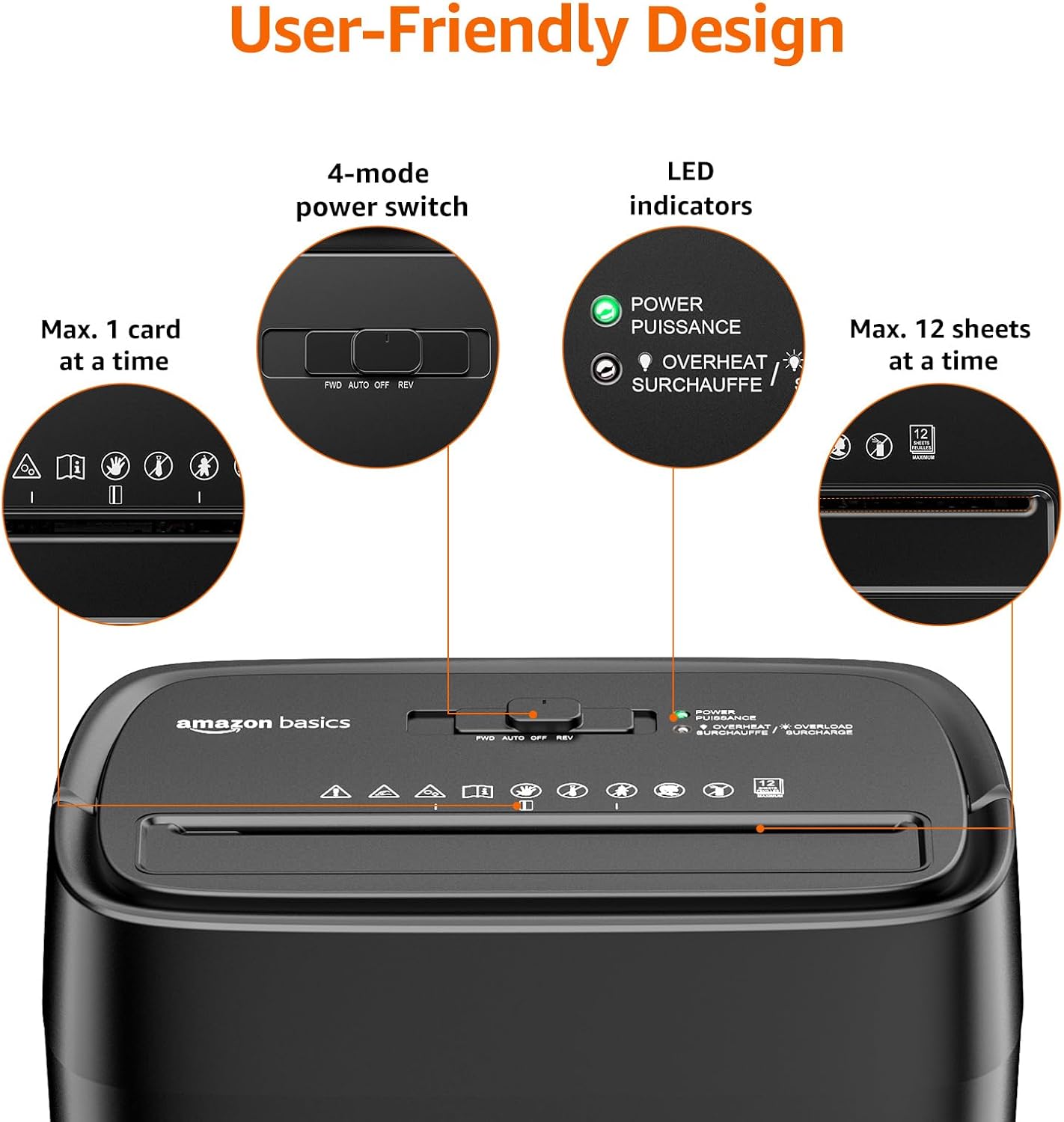 Amazon Basics 12-Sheet Cross-Cut Paper and Credit Card Shredder with Overheat Protection, Black (New Model)