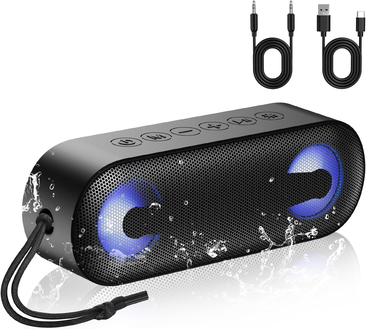IKT Portable Bluetooth Speaker with Lights x Stocking Stuffers, Loud Stereo Sound, BT5.4, Enhanced Bass,30H Playtime,TWS Pairing, IPX7 Waterproof, Speakersfor Home/Party/Outdoor