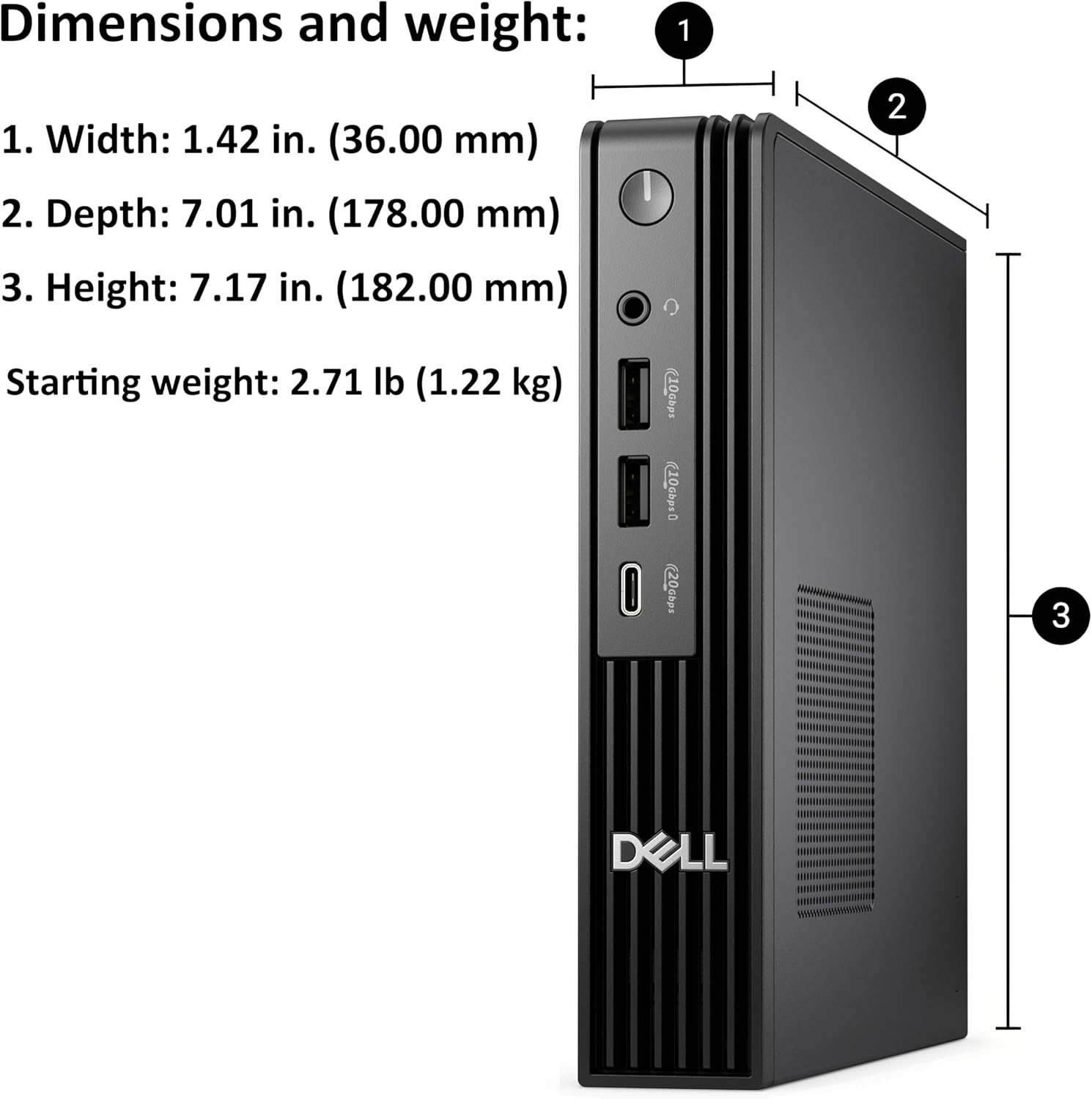 Dell Pro Micro Plus Desktop Computer, Next Gen OptiPlex 7000 MFF, Intel 20-Core Ultra 7 265, 32GB DDR5 RAM, 1TB PCIe SSD, Al Copilot+ Mini PC, 3 DisplayPort & 2 Type-C, WiFi 6 & BT, Windows 11 Pro