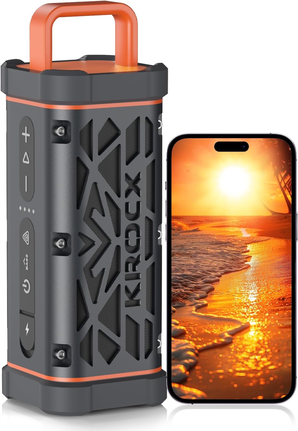 TRAVOR All-Aluminum Magnetic Portable Speaker, Outdoor Wireless BT Speakers with Rugged Metal Body, 45W, IP68 Waterproof Speaker, 25H Playtime for Golf Cart, Camping, Beach, Meteorite Gray