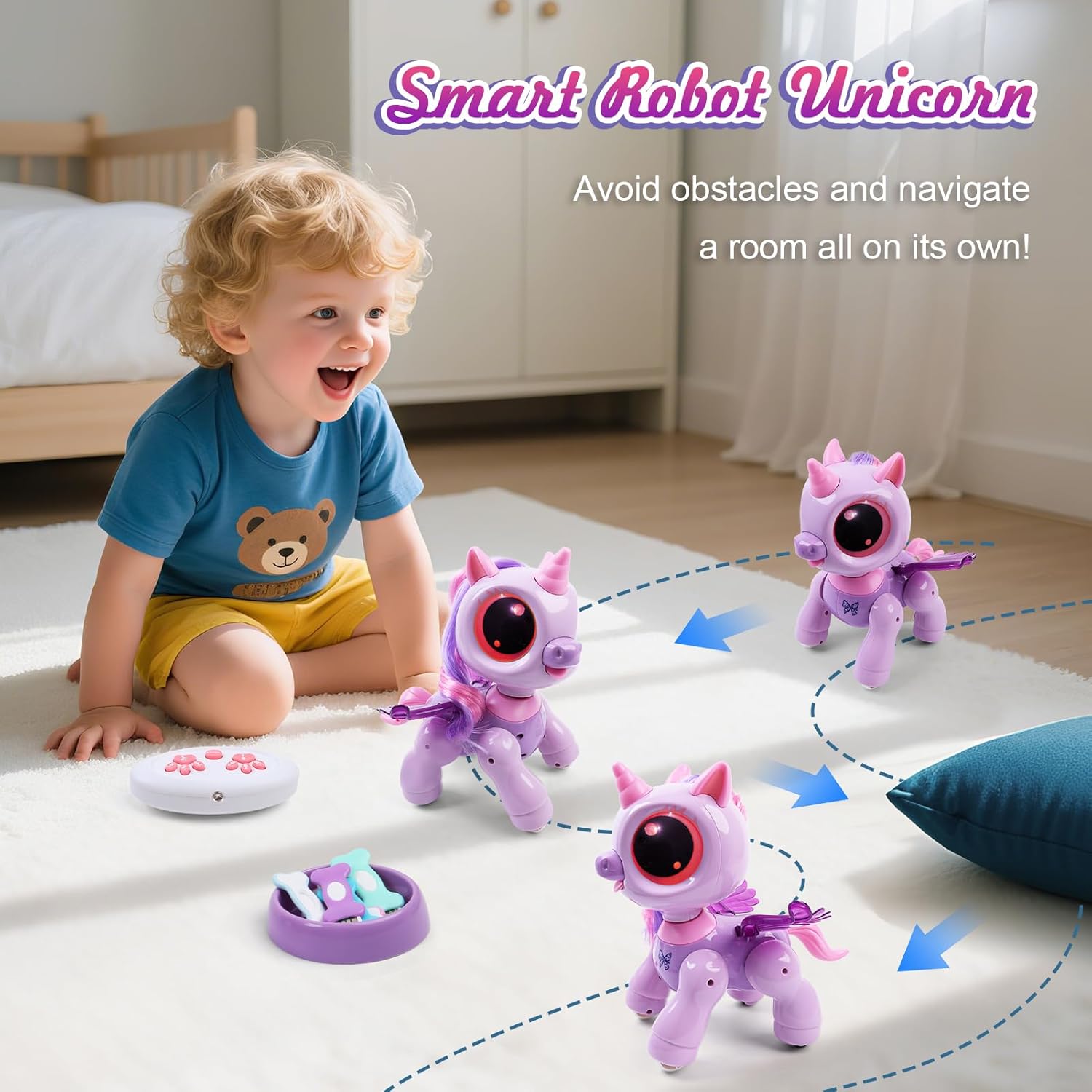 BIRANCO. Unicorn Robot Toys for Girls Age 3-5, Remote Control Electronic Pet, Gesture Sensing, STEM Play, Surprise Interactive Toy for Toddler Gifts and Kids Age 4 5 6+ Years Old