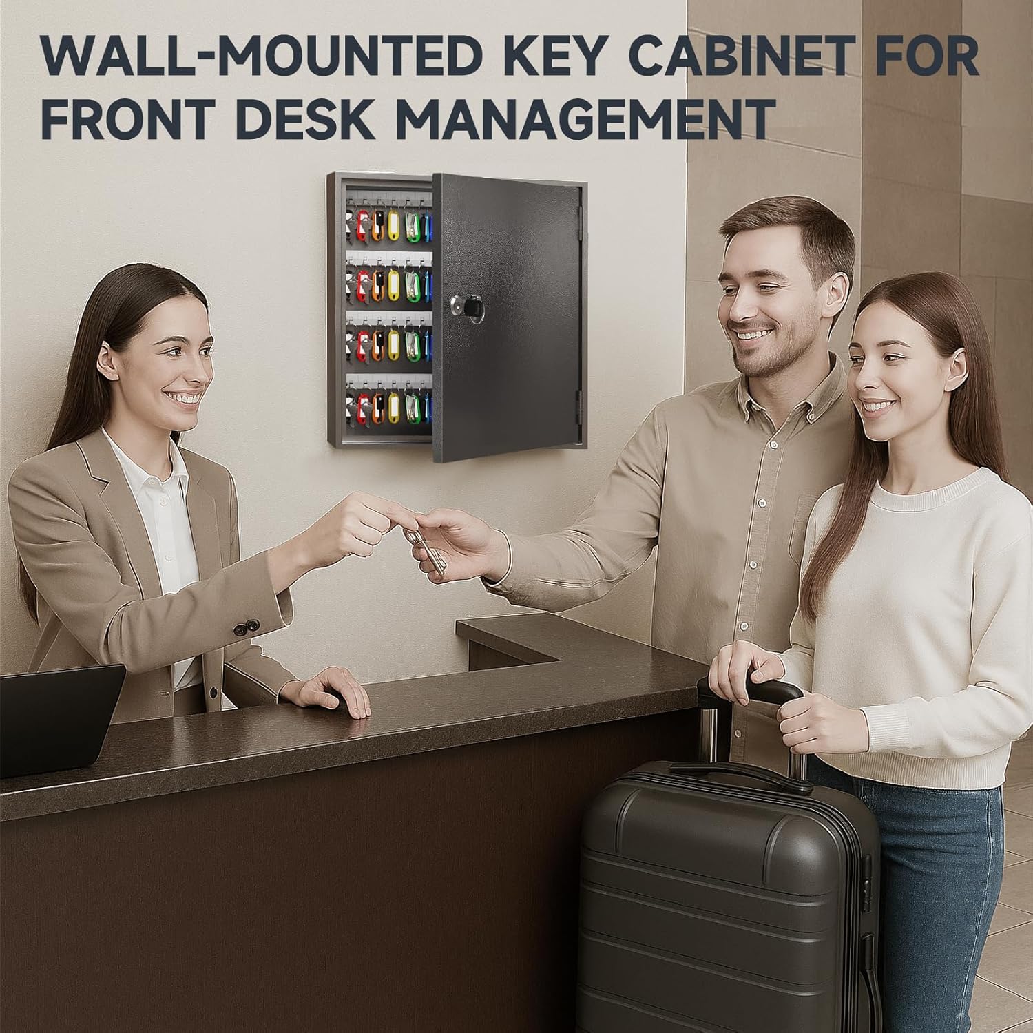 WeHere Key Lock Box for 120 Keys, Wall Mount Key Cabinet with Color Key Tags