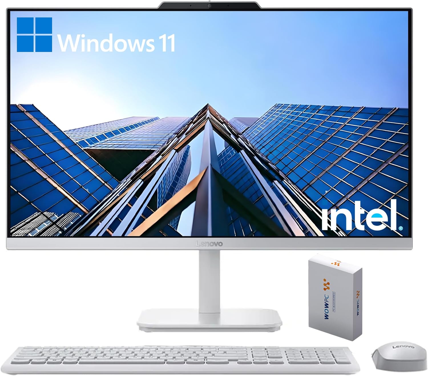 Lenovo 24" FHD All-in-One Desktop Computer for Home & Office, Intel Processor, 16GB RAM, 500GB External + 128GB PCIe, HDMI, Bluetooth 5.2, Business AIO, Vent-Hear, Wireless Keyboard & Mouse, Win 11