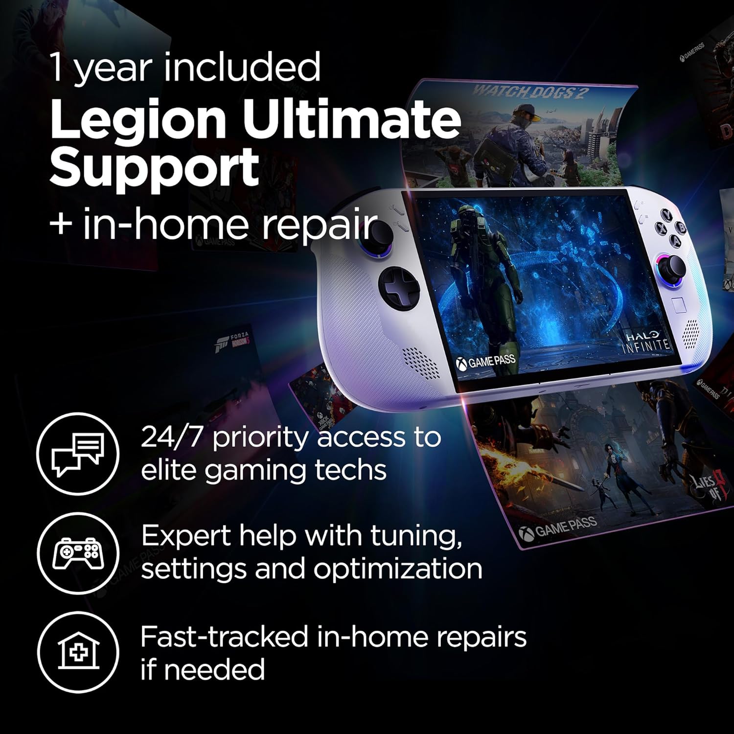 Lenovo Legion Go S - 2025 - Mobile Gaming Console - AMD Radeon graphics - 8" PureSight IPS Display - 120Hz - AMD Ryzen™ Z2 Go - 16GB Memory - 512GB Storage - Glacier White - Free PC Game Pass