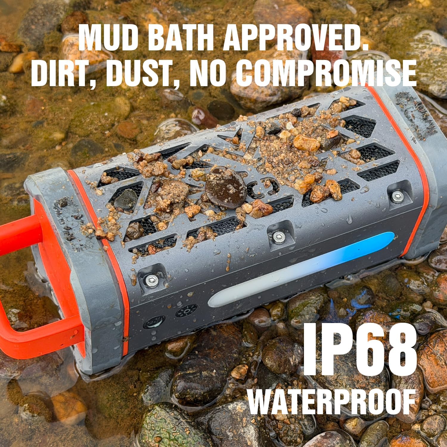 TRAVOR All-Aluminum Magnetic Portable Speaker, Outdoor Wireless BT Speakers with Rugged Metal Body, 45W, IP68 Waterproof Speaker, 25H Playtime for Golf Cart, Camping, Beach, Meteorite Gray