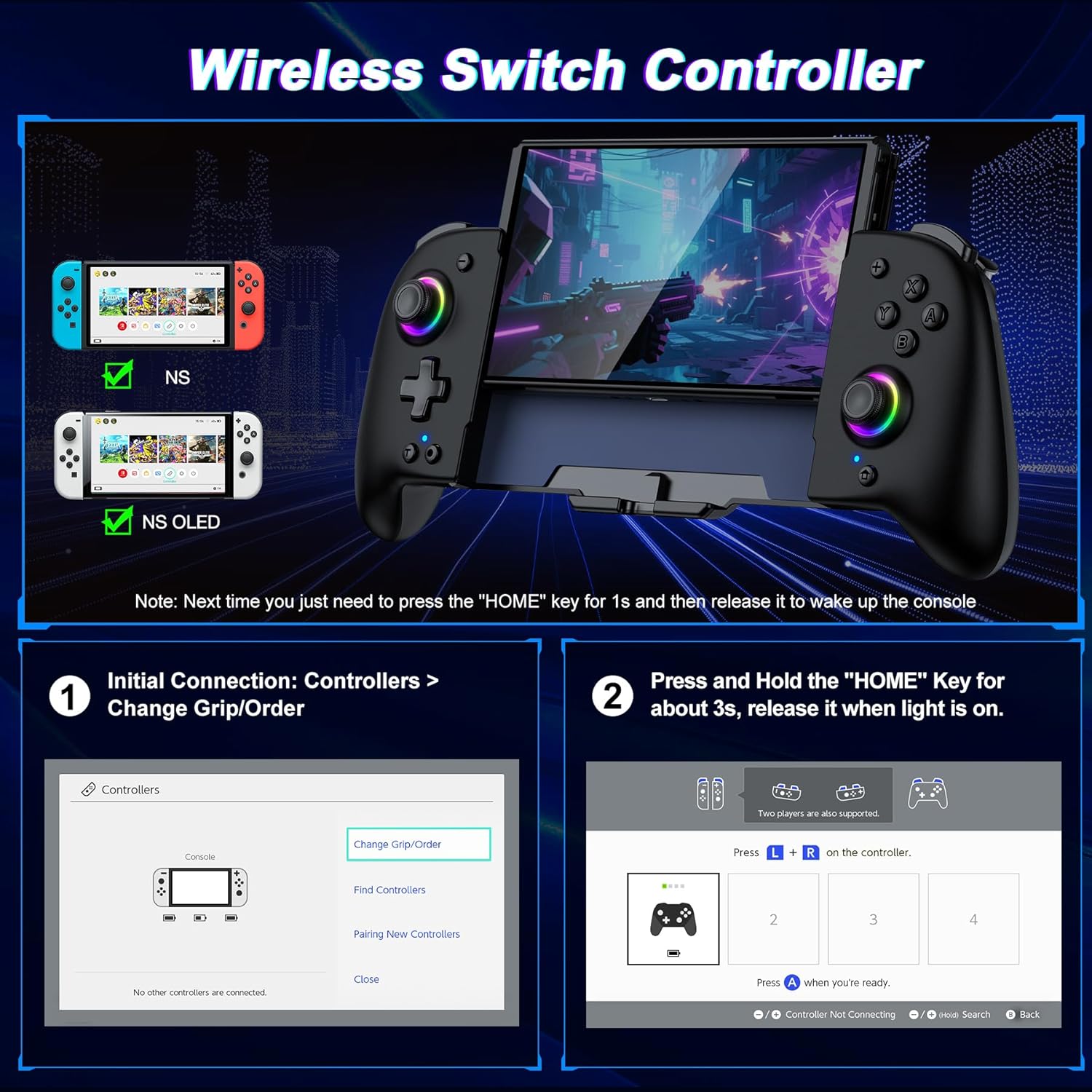 Gammeefy Switch Controllers Compatible with Nintendo Switch/Switch OLED