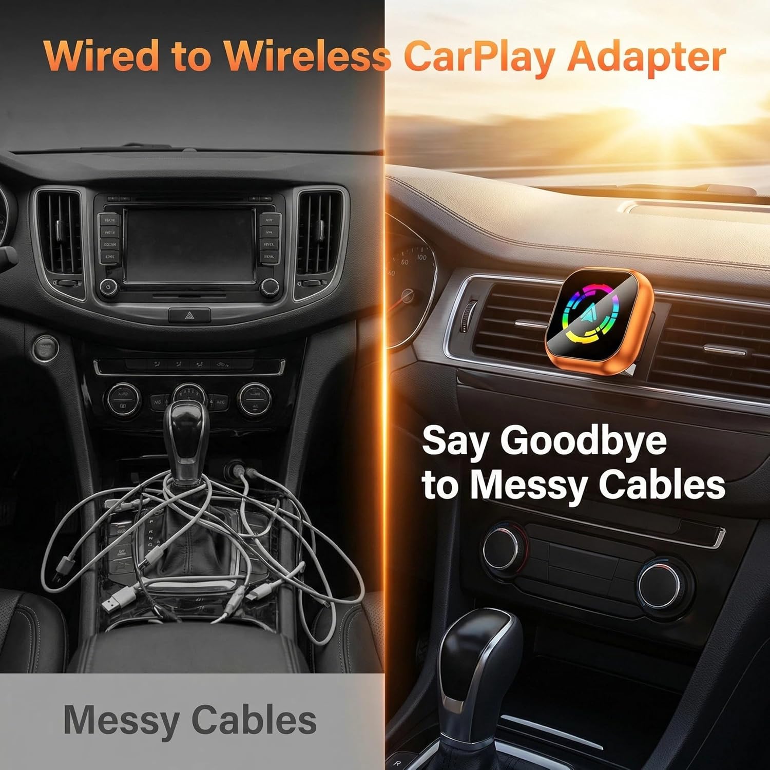 2-in-1 Wireless CarPlay Adapter for iPhone & Android Auto, Converts Wired to Wireless CarPlay in 5 Sec, Plug & Play No App Needed, Auto-Reconnect, Mini Dongle for 1000+ Cars iOS 10+ Android 11+